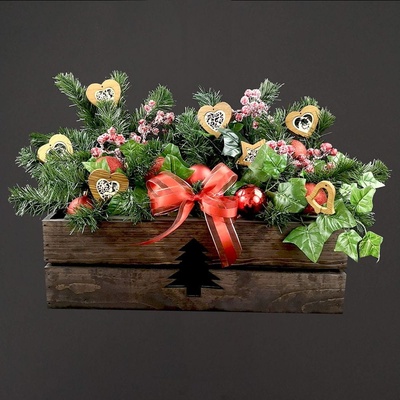 Amadea Dřevěný vánoční truhlík se stromečkem tmavý 52x21,5x17 cm – Hledejceny.cz