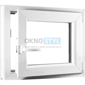 Oknostyl Jednokřídlé plastové okno PREMIUM otvíravo-sklopné pravé 600 x 550 mm barva Bílá