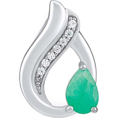 SILVEGO stříbrný přívěsek Noiva s přírodním smaragdem a Brilliance zirconia FWP15711ER