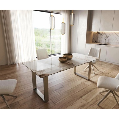 DELIFE Edge 200 x 100 keramika Minas melange bílá béžová nerezová ocel úzký