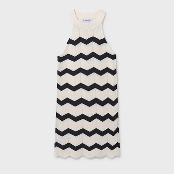 Mayoral Рокля трикотажна зиг-заг в бяло и черно за момиче Mayoral