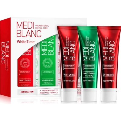 MEDIBLANC Dental Care White Time Set sada zubnej starostlivosti pre žiarivé biele zuby 3 x 100 ml