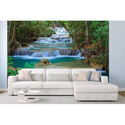 DIMEX ART Самозалепваща се флизелинова фототапета каскаден водопад в гората 375 x 250 см