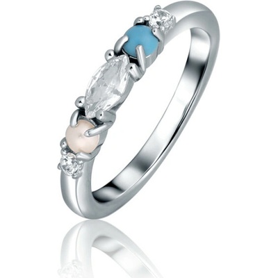 JVD SVLR0874SH2PT Stříbrný prsten s perličkou tyrkysem a zirkony