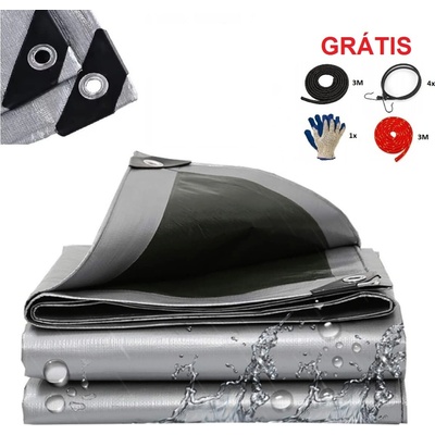 ShopJK krycí plachta STŘÍBRNO ČERNÁ 4 x 8 M 260 g/m²
