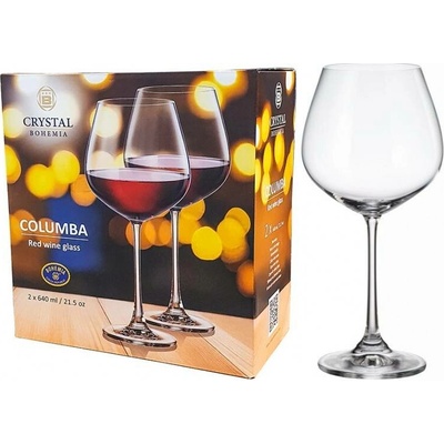 Crystal Bohemia BOHEMIA COLUMBA SKLENICE NA ČERVENÉ VÍNO 2 x 640 ml