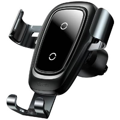 Поставка за кола Baseus Metal Wireless Charger Gravity Car Mount, с безжично зареждане, за телефони от 4" до 6.5", черна (WXYL-B0A / 54814)