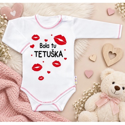 Body dlhý rukáv s vtipným textom Baby Nellys Bola tu TETUŠKA