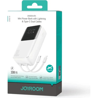 JOYROOM Мини преносима батерия Joyroom JR-PBC07, 20000mAh, 30W, с USB-C и Lightning кабел, бяла (JR-PBC07 White)