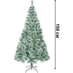  Елха 150 см. зелена с бели връхчета с метална стойка 1128
