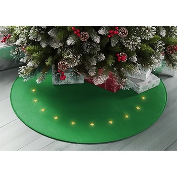 MagicHome Koberec Vianoce zelený s hviezdičkami 22 LED teplá biela 2xAA 90 cm