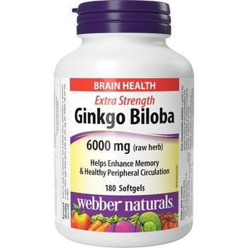 Webber Naturals Ginkgo Biloba, 120 mg, 180 софтгел капсули, Webber Naturals (3928 WN)