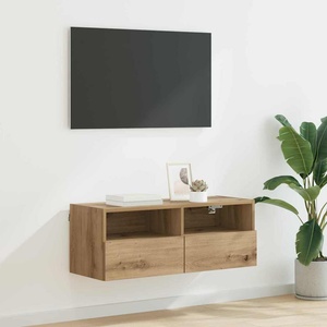 vidaXL TV стенен шкаф 80 x 30 x 30 см Дъб Инженерна дървесина (882930)