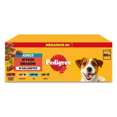 Pedigree Adult Výber chutí v želé 80 x 100 g