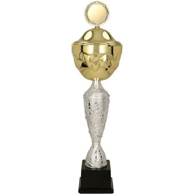 Kovový pohár s poklicí Zlato-stříbrný Výška: 41 cm Průměr: 14 cm