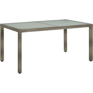  Градинска маса, 150x90x75 см, закалено стъкло и полиратан, сива - elemento - 339,00 лв