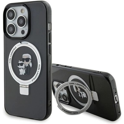 KARL LAGERFELD Кейс Karl Lagerfeld KLHMP15LHMRSKCK за iPhone 15 Pro 6.1", черен / черен, твърд, Ring Stand Karl&Choupette MagSafe (3666339169138)