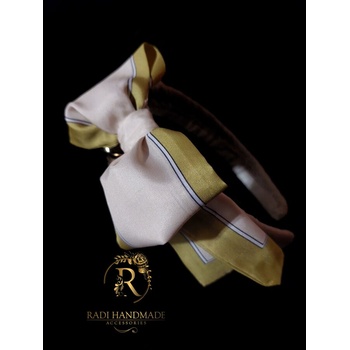 Radi handmade Сатенена диадема с панделка в медено жълто (868)