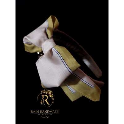 Radi handmade Сатенена диадема с панделка в медено жълто (868)