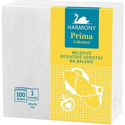 Harmony Professional ubrousky Prima bílé 33x33 1 vrstvé 1 balení = 100 ubrousků