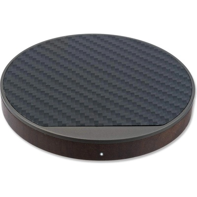4smarts Select Wireless Fast Charger LIGNO 10W - поставка (пад) за безжично захранване с елементи от истинско дърво, карбон и кожа (сив-карбон)