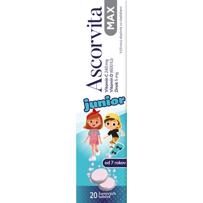 Ascorvita Max Junior vitamín C, D a zinek 20 ks