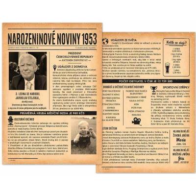 Narozeninové noviny 1953 – jednostranné až čtyřstranné