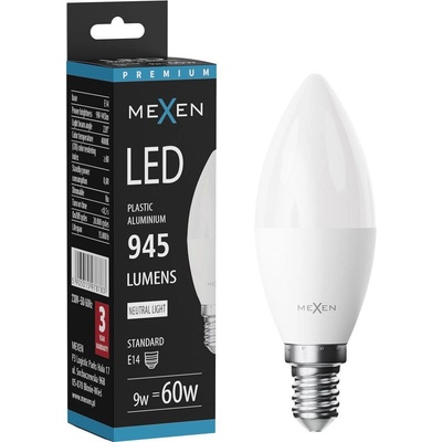 Mexen Nova LED крушка E14, C37, 9W, Неутрална - 4000K, 945 lm - L102-E14-0940-01 (L102-E14-0940-01)