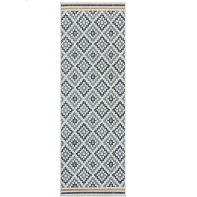 Flair Rugs Жълто-син килим за открито и закрито 80x230 cm Zia Trellis - Flair Rugs (503119377455)