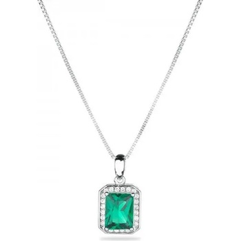 Image 1 of Swan Сребърно колие с изумруд и вграден циркон EM791N Swan