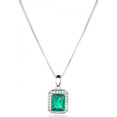 Swan Сребърно колие с изумруд и вграден циркон EM791N Swan