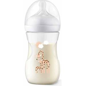 Philips Бебешко шише Philips Avent - Natural Response 3.0, с биберон 1m+, 260 ml, Жираф (SCY903/66) - ozone
