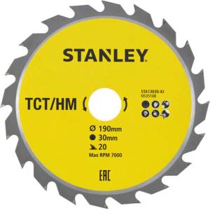 STANLEY - Пилен диск за дърво 190x30 мм, 20 зъба STA13030-XJ (STA13030-XJ)