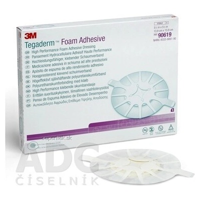 3M TEGADERM Foam Adhesive (90619) penové krytie na rany, adhezívne, lakeť/päta 13,9 cm x 13,9 cm, 1x5 ks