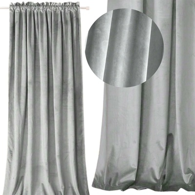 Velurová záclona 140x250 cm na pásku šedá stínící velur velvet silná