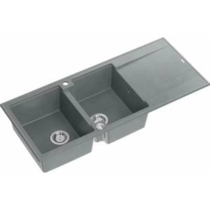 Quadron Вградена композитна мивка Quadron Evan 121 сива - неръждаема стомана 116x50 см (HQE11650U5_BS_P2O) Мивка за вграждане
