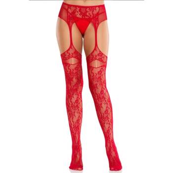 Image 1 of Чорапи с жартиери, дантелени и предизвикателни - Lace Stockings Red S/M/L (D-243068)
