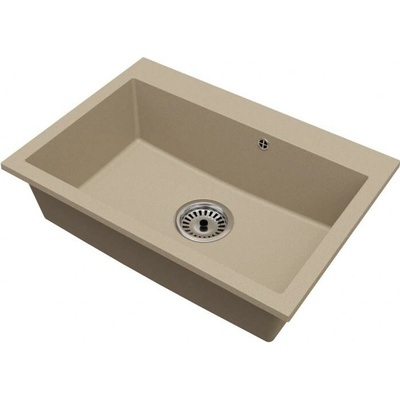 DobreSny Granitový dřez Elite béžový + sifon chrom 70 x 50 x 21 cm