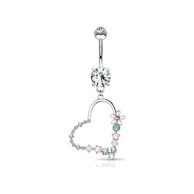 Šperky4U piercing do pupíku se srdíčkem čirý zirkon WP0026-C