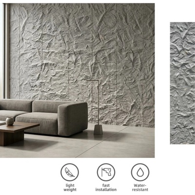 Bílý 3D kamenný obklad – imitace skály/kamene reliéf panel na zeď LUMA