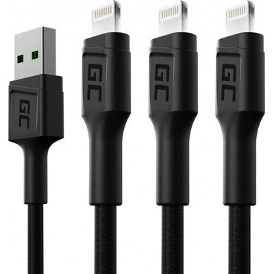 Green Cell KABGCSET06 set 3 rýchlonabíjacích káblov USB - Lightning 200cm biela LED