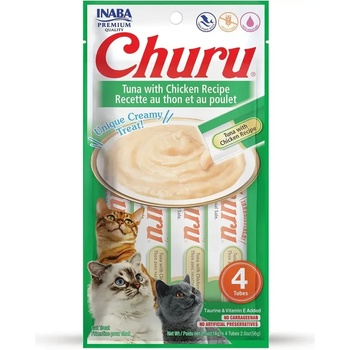 Inaba Churu Puree - Лакомство за котки с нежен крем с риба тон и пиле 4бр в опаковка х 14гр