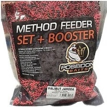 Poseidon Pelety Method Feeder Set 800g 1,5mm + 200ml Booster Halibut Jahoda