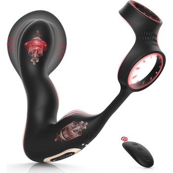 SuperLove Inflatable Prostate Massager Anal Lock with Remote Black