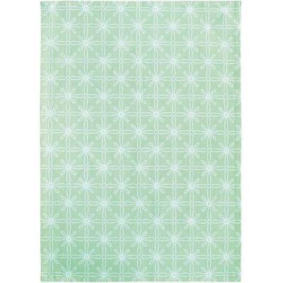 SCANquilt utěrka DEKORO kontury kytiček zelenobílá 50 x 70 cm