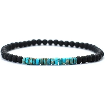Daniel Dawson korálkový náramek Fabio onyx a tyrkys NR2067 Tyrkysová