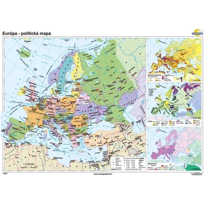 Cartographia Európa - politická mapa (140x100 cm – 1:6000000), nástenná, fóliovaná, lištovaná