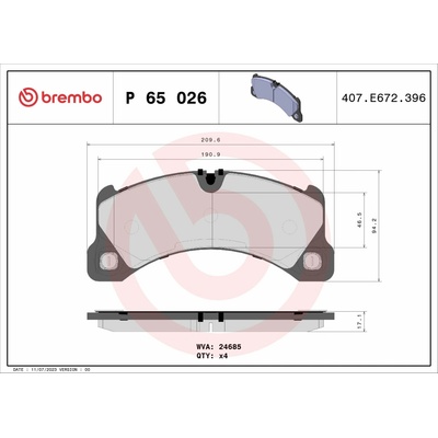 BREMBO Sada brzdových doštičiek P 65 026