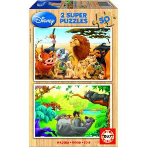 Educa - Puzzle 2x50 Lion King and Jungle Book - 40 - 99 piese
