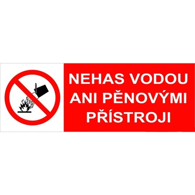 Walteco Nehas vodou ani pěnovými přístroji 100x40mm, samolepka , 20000
